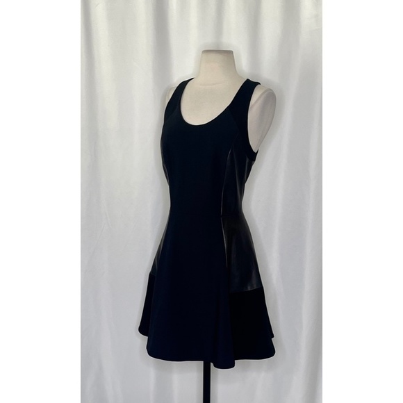 RAG & BONE Leather Montrose Fit N’ Flare Little Black Dress Panel Mini Size 6 - Picture 7 of 16